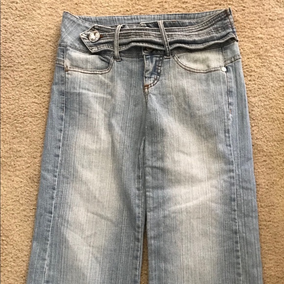 SALE!  BOOM BOOM Cropped WIDE Leg RHINESTONE JEANS 5 - Picture 4 of 8